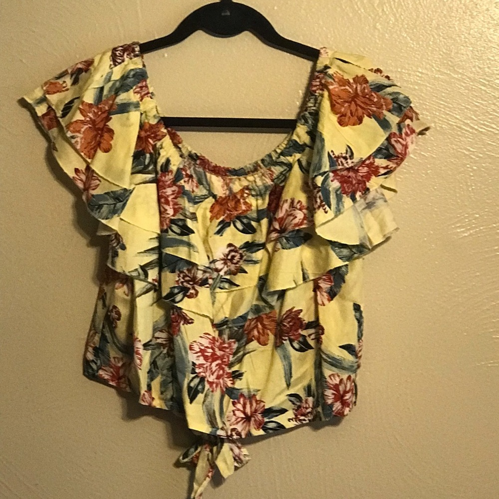 Hawaiian print tie crop top